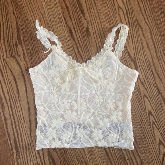 ballet corset apricot lace cami top - Picture 4 of 7